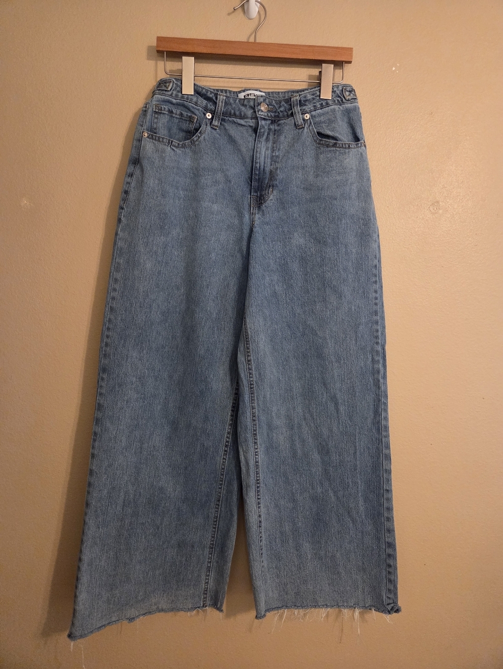 RSQ Ultra Wide Leg High Waist Raw Hem Fringe Denim‎ Jeans Women's Size 27